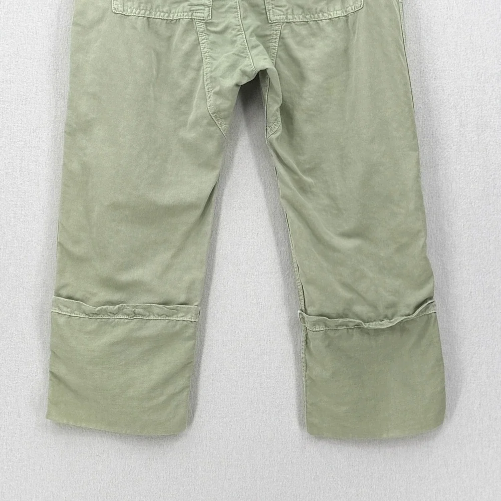 ZARA The Tokyo Trouser Pants Women Small Green Cuffed Cropped Wide leg Cargo